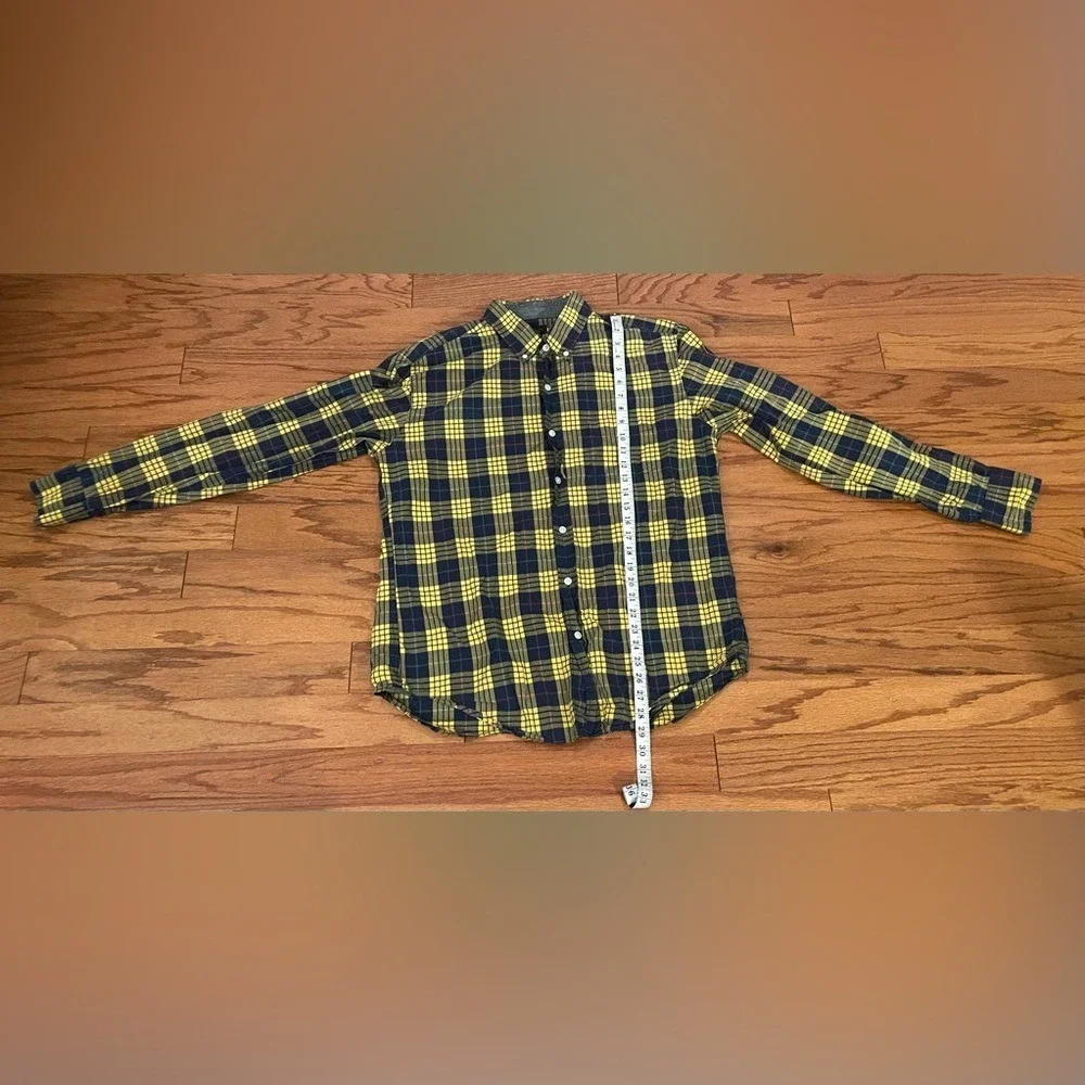 J. Crew- Yellow and Blue Plaid Casual Shirt Size‎ L